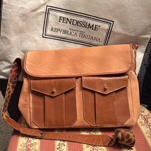 Fendi Dual-Tone Leather Messenger Bag